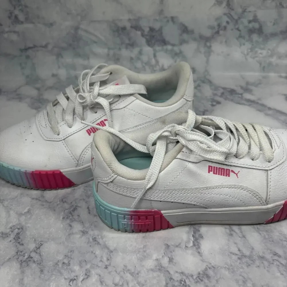 PUMA Big Kid's CARINA 2.0 FADE JR Cotton Candy Pink School Low Top Shoes Sz 4